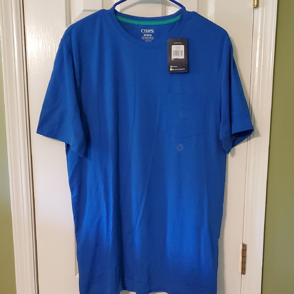 Chaps Blue Short Sleeve Tee Classic Crew Neck